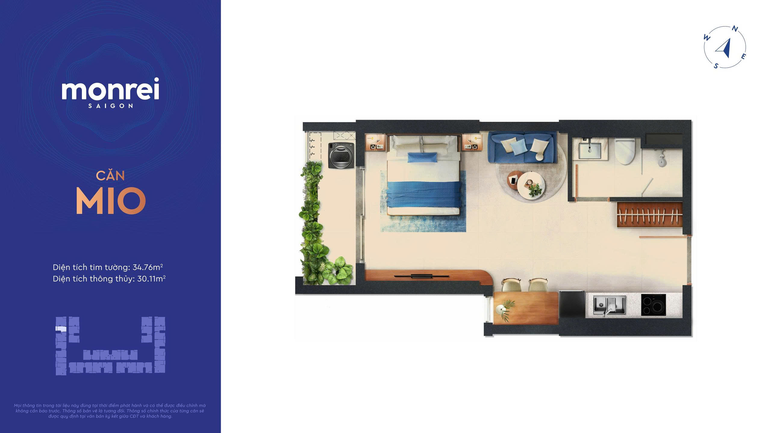 Layout căn hộ Studio Monrei Saigon